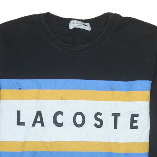 Lacoste Men's Black Slim Fit Logo Stripe Pullover Sweatshirt L