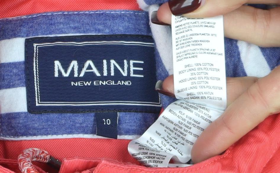 Maine New England Women's Pink Hooded Rain Coat Size 10