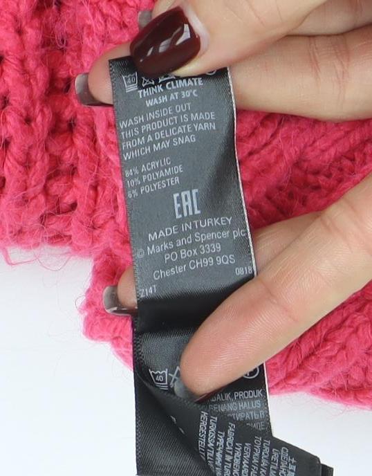 Marks & Spencer Women’s Pink Roll Neck Chunky Cable Knit Jumper Size S