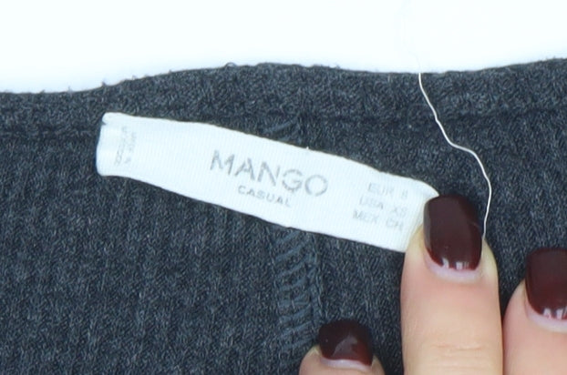 Mango Women Black Knit Long Sleeve A-Line Knee Length Dress Size 10