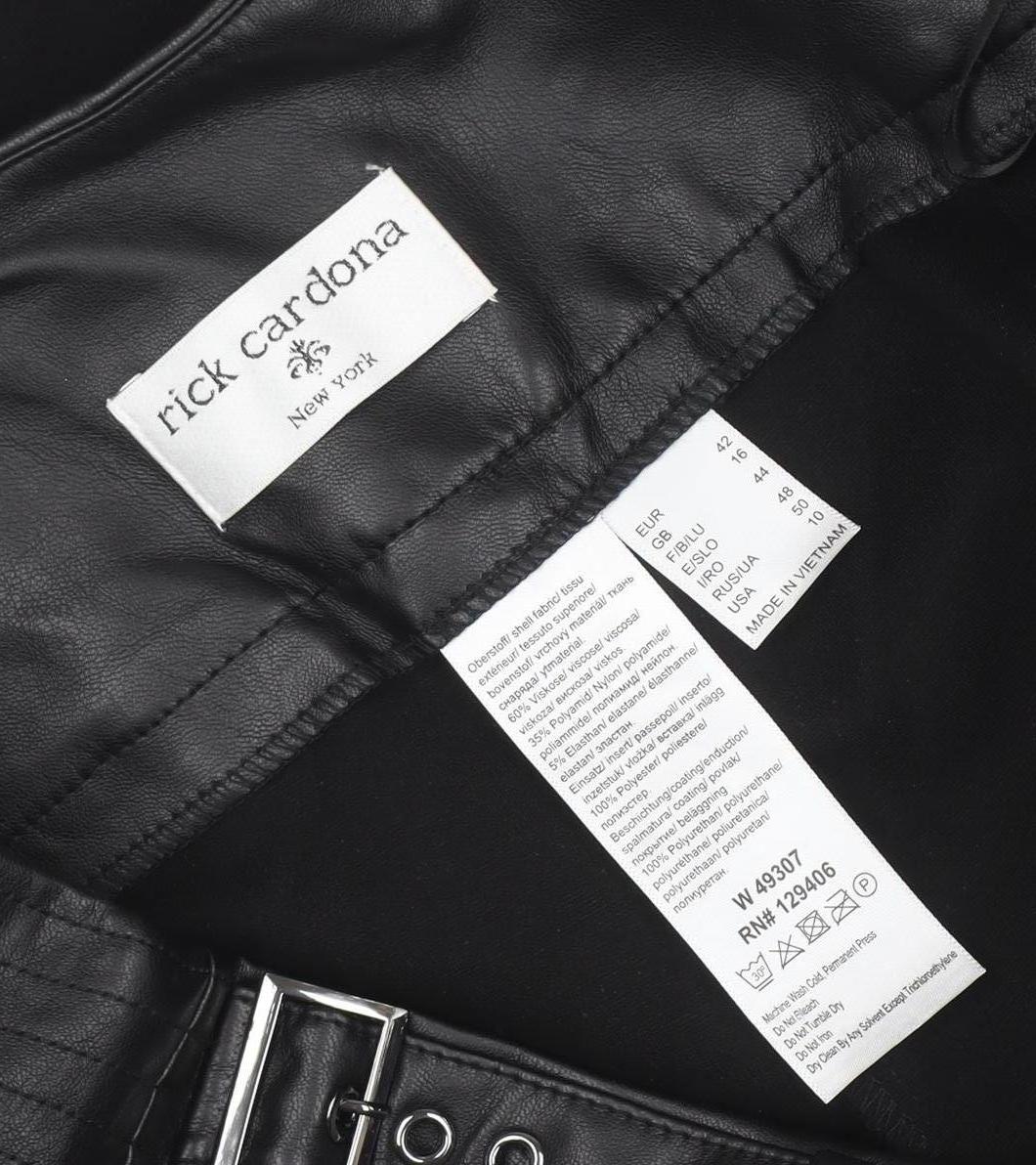 Rick Cardona Women’s Black Belted Faux Leather Panel Leggings Size 16