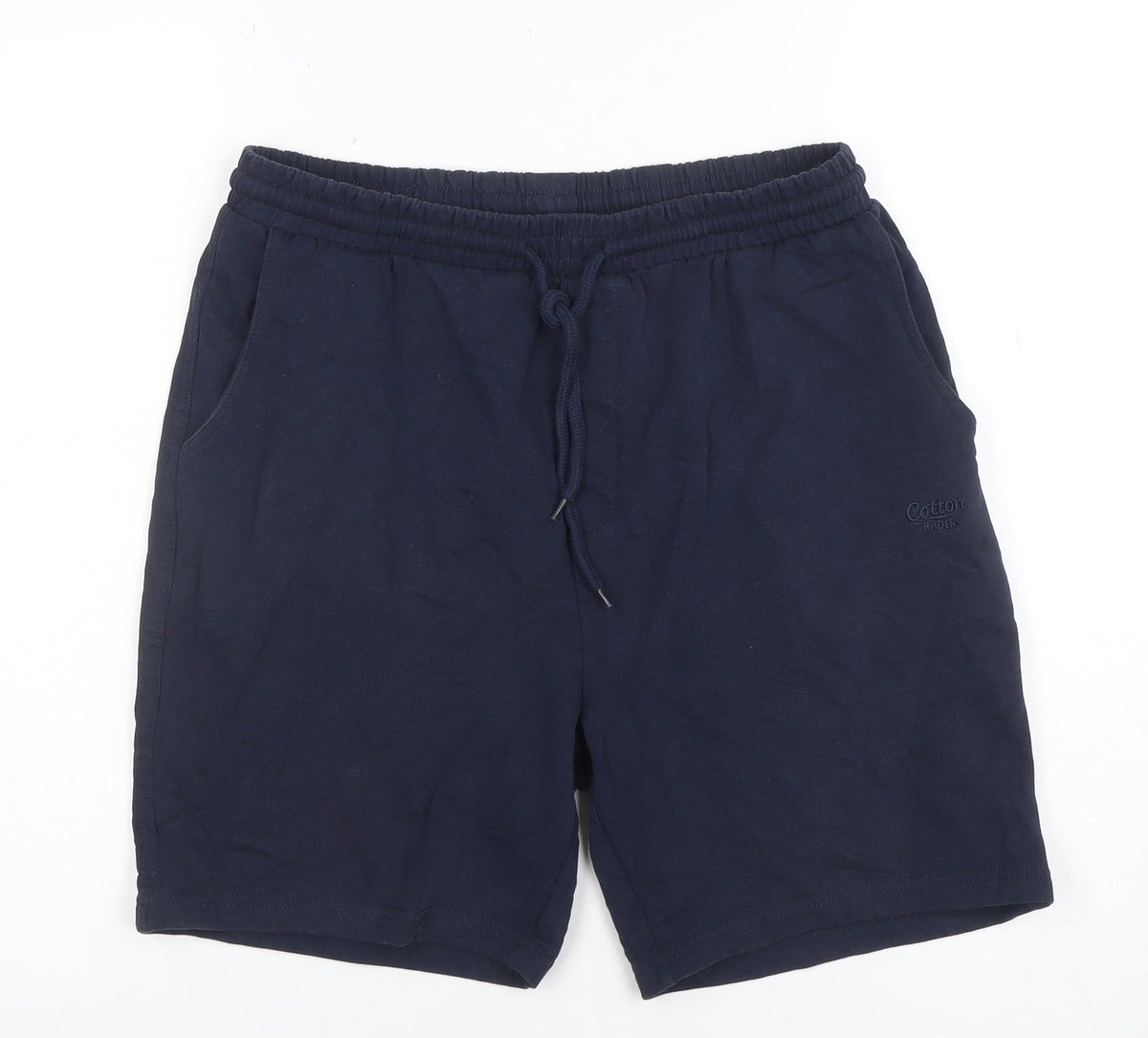 Cotton Traders Men's Navy Blue Sweat Shorts Size S Elastic Waist