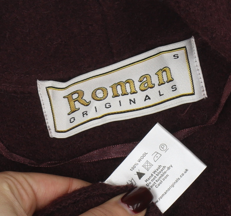 Roman Originals Women Brown Wool Mid-Length Open Jacket Size S
