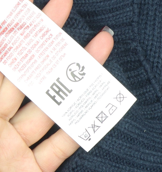Kensington Eastside Men's Blue Crew Neck Acrylic Pullover Jumper Size L
