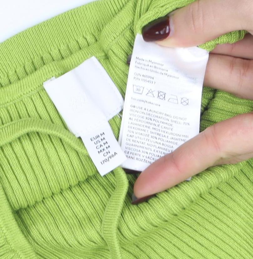 H&M Women’s Green Halter Ribbed Knit Tie Tank Top Size M