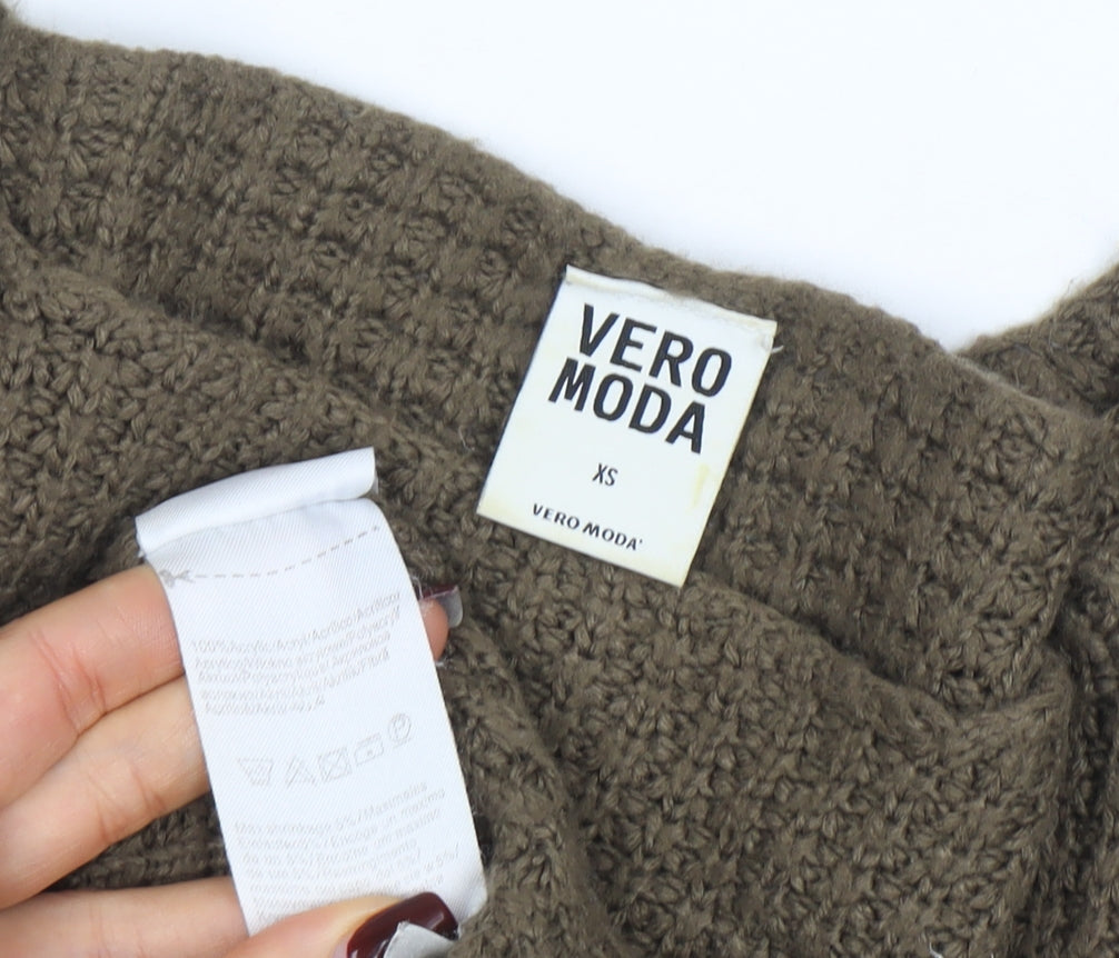 Vero Moda Women’s Brown Waffle-Knit Boat Neck Jumper XS