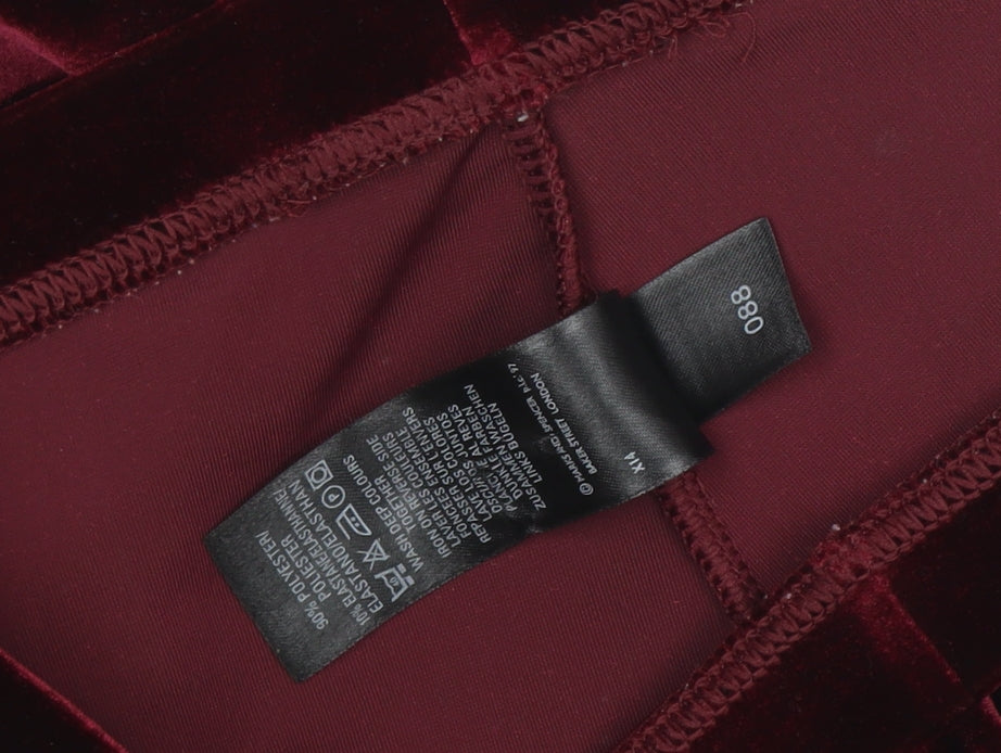 Marks and Spencer Women's Red Velvet Stretch Leggings Size 12