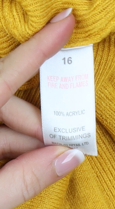 Papaya Woman Yellow Acrylic Long Sleeve Pullover Jumper Size 16