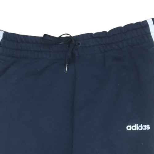 adidas Womens Blue 12-14 Track Pants Joggers Elastic Waist Activewear
