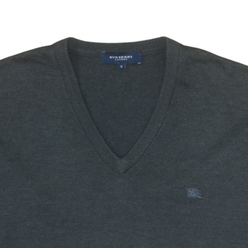 Burberry Men's Grey Merino Wool V-Neck Pullover Jumper S