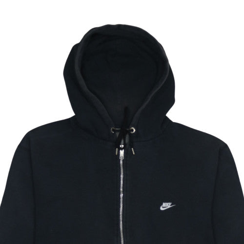 Nike Men's Black Full Zip Hoodie L Fleece Logo Sweatshirt