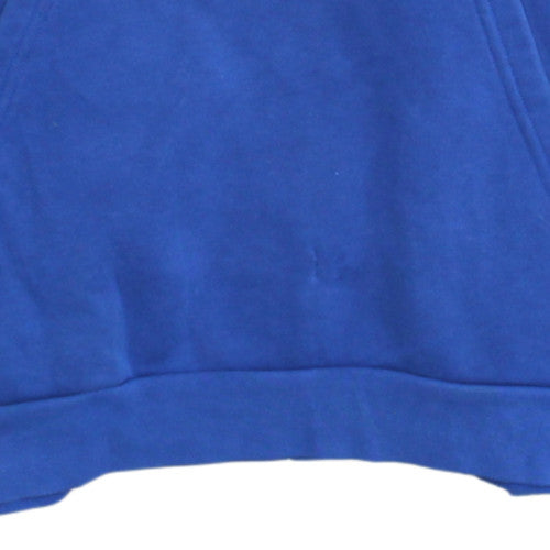 Adidas Boys Blue Pullover Hoodie Size 152 Fleece Logo Hooded Sweatshirt