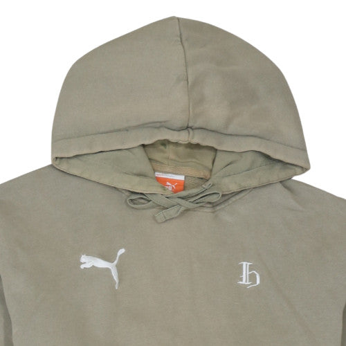 Puma Men's Beige Pullover Hoodie M Cotton Logo Sweatshirt