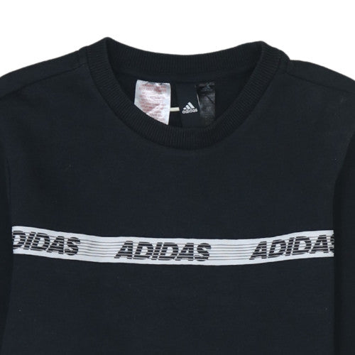 Adidas Boys Black Crew Neck Logo Pullover Sweatshirt 11-12 Years