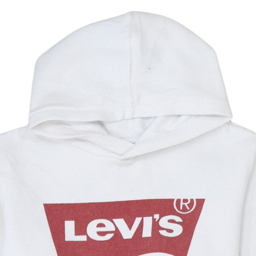 Levi's Boys White Pullover Hoodie 12 Years Regular Fit Logo Fleece Sweatshirt