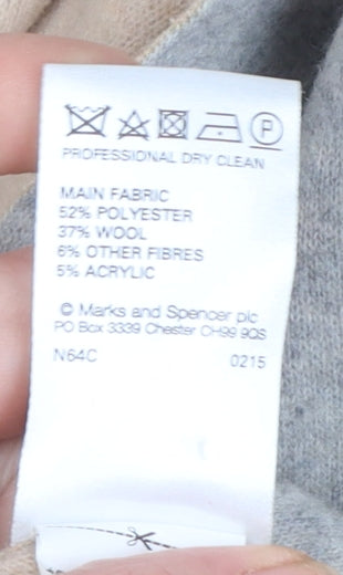 Marks & Spencer Women’s Grey Wool Blend Long Coatigan Size 12