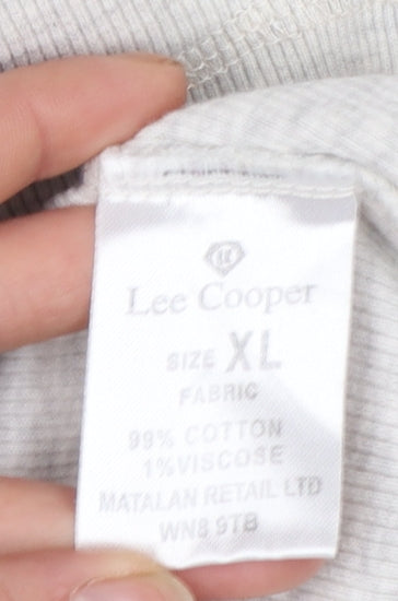 Lee Cooper Men's Grey Short Sleeve V-Neck T-Shirt XL Cotton Blend