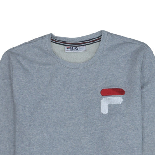 Fila Men's Grey Embroidered Logo Pullover Sweatshirt M