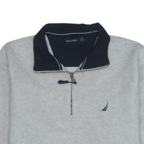 Nautica Men's Grey 1/4 Zip Fleece Sweatshirt L Regular Fit