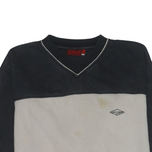 Lee Cooper Mens Beige & Black V-Neck Sweatshirt XL Classic Cotton