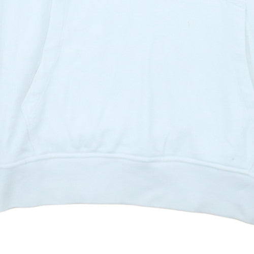 Gap Women White Small Pullover Hoodie 77% Cotton Logo Sweatshirt