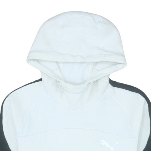 Puma Men's White Pullover Hoodie Size S Sports Knit Long Sleeve