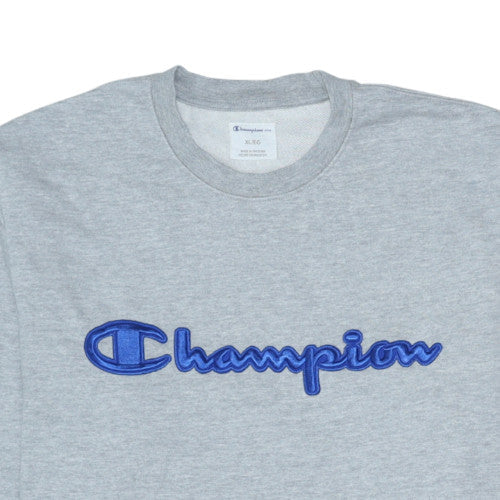 Champion Men's Grey XL Sweatshirt Crew Neck Pullover Logo Cotton Blend