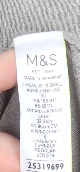 Marks & Spencer Men’s Grey Silk Cotton Collared XS T-Shirt