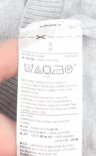 GAP Women Grey Love Cotton Jumper Size S Crew Neck Pullover