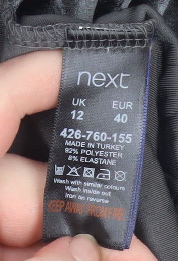 Next Women’s Black Velvet Bodycon Ruched Dress Size 12