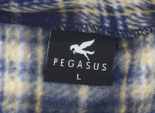 Pegasus Men's Blue Check Flannel Button Jacket L Regular Fit