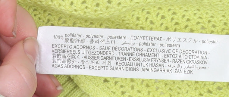 Zara Women Yellow Open-Knit Relaxed Fit Pullover Jumper Size S