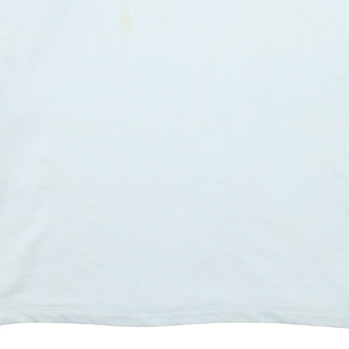 Adidas Mens White Small Pullover Hoodie Graphic Cotton Blend
