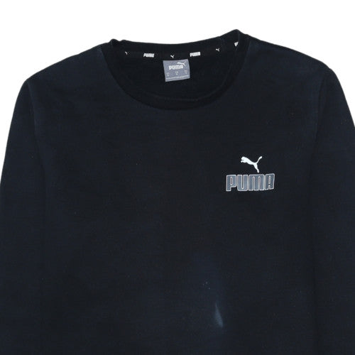 Puma Men's Black Crew Neck Logo Sweatshirt Size M Regular Fit