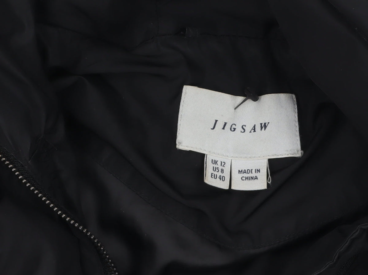 Jigsaw Women's Black Hooded Long Parka Coat Size 12