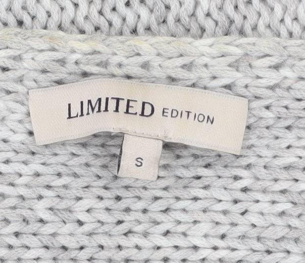 Marks and Spencer Women Grey Chunky-Knit Fringe Cape S