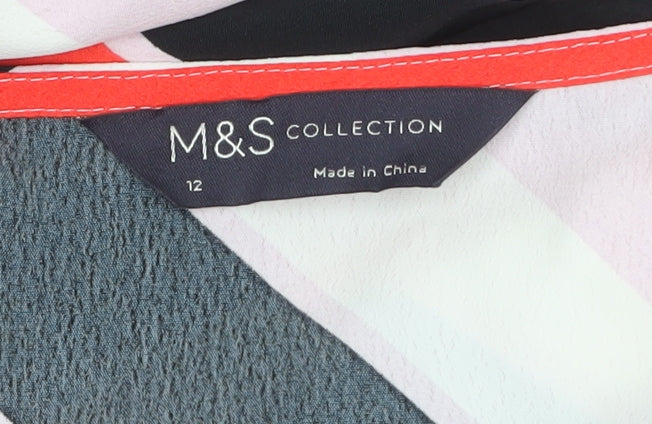 Marks & Spencer Women’s Multicoloured Stripe A-Line Midi Dress Size 12