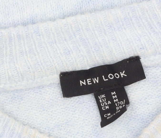 New Look Women's Blue Cable-Knit Crew Neck Jumper M