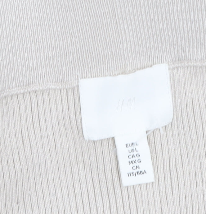 H&M Women Beige Knit Midi Pencil Skirt L Viscose Blend