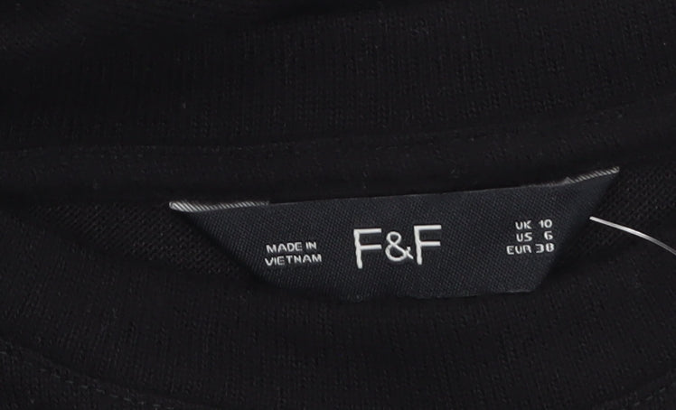 F&F Women’s Black Studded Crew Neck Long Sleeve Pullover Jumper Size 10