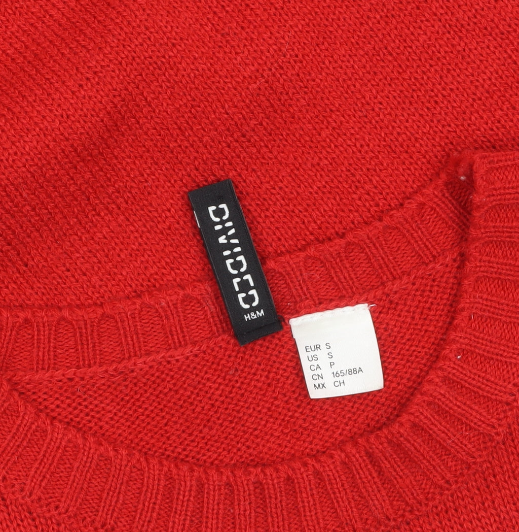 H&M Divided Women Red Sequin Christmas Jumper Size 8