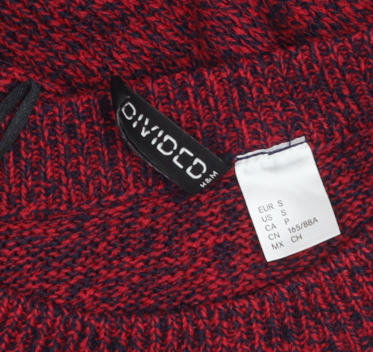 H&M Divided Women's Red Knit Acrylic Pullover Jumper Size 8