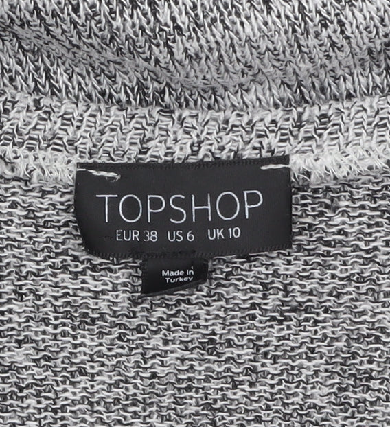Topshop Women Grey Knit Boat Neck Long Sleeve Pullover Jumper Size 10