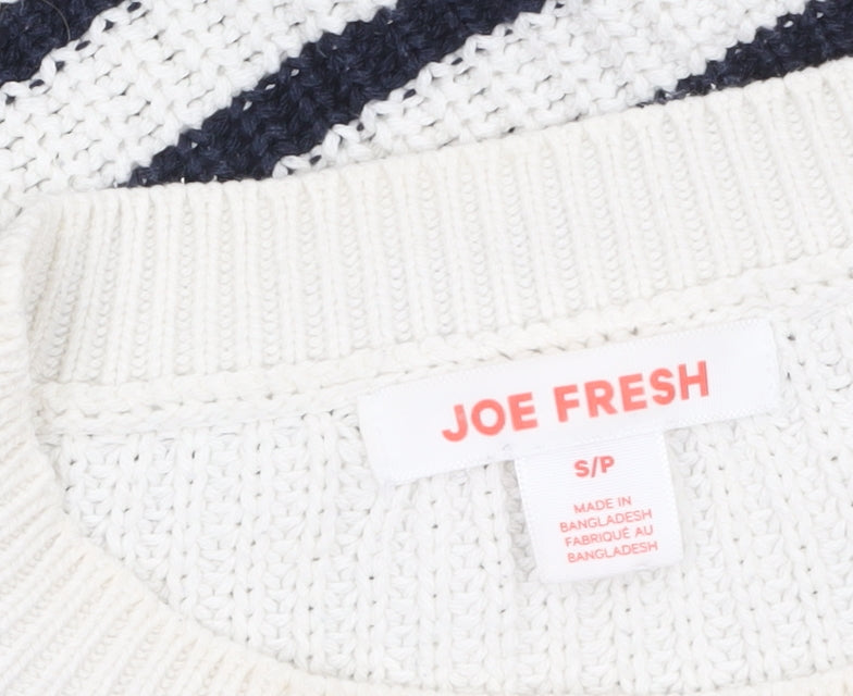 Joe Fresh Women’s White Navy Striped Cotton Knit Jumper Size S