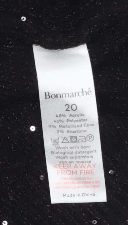 Bonmarché Women’s Black Sequin Knit Pullover Jumper Size 20