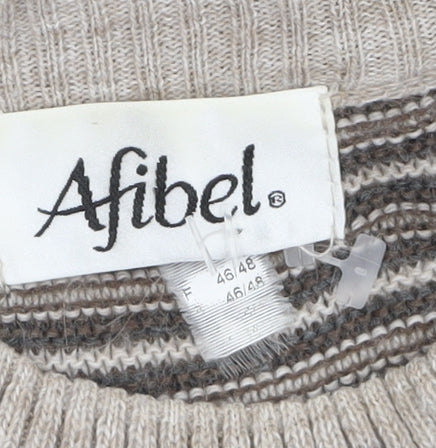 Afibel Women’s Grey Fair Isle Wool Blend Long Sleeve Pullover Jumper Size 18