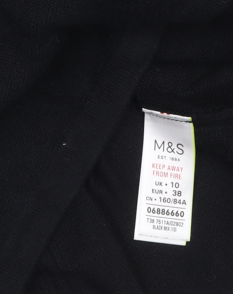 Marks & Spencer Women’s Black Grey V-Neck Tunic Jumper Size 10