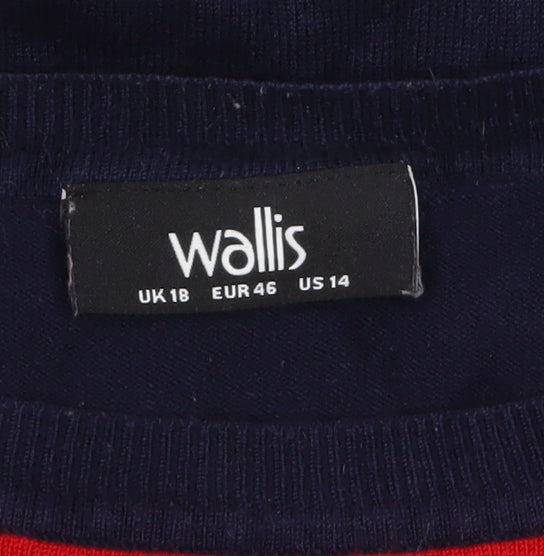 Wallis Women's Red & Navy Colour Block Crew Neck Jumper UK 18