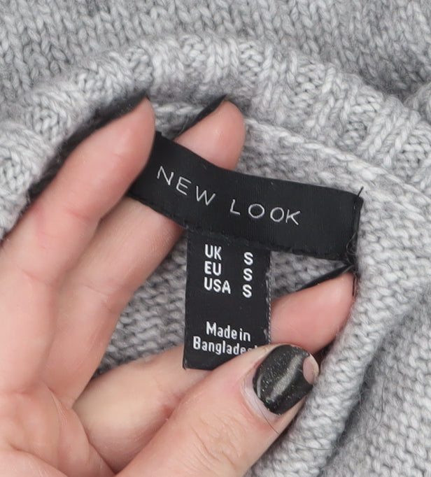 New Look Women Grey Roll Neck Long Sleeve Knit Jumper Size S