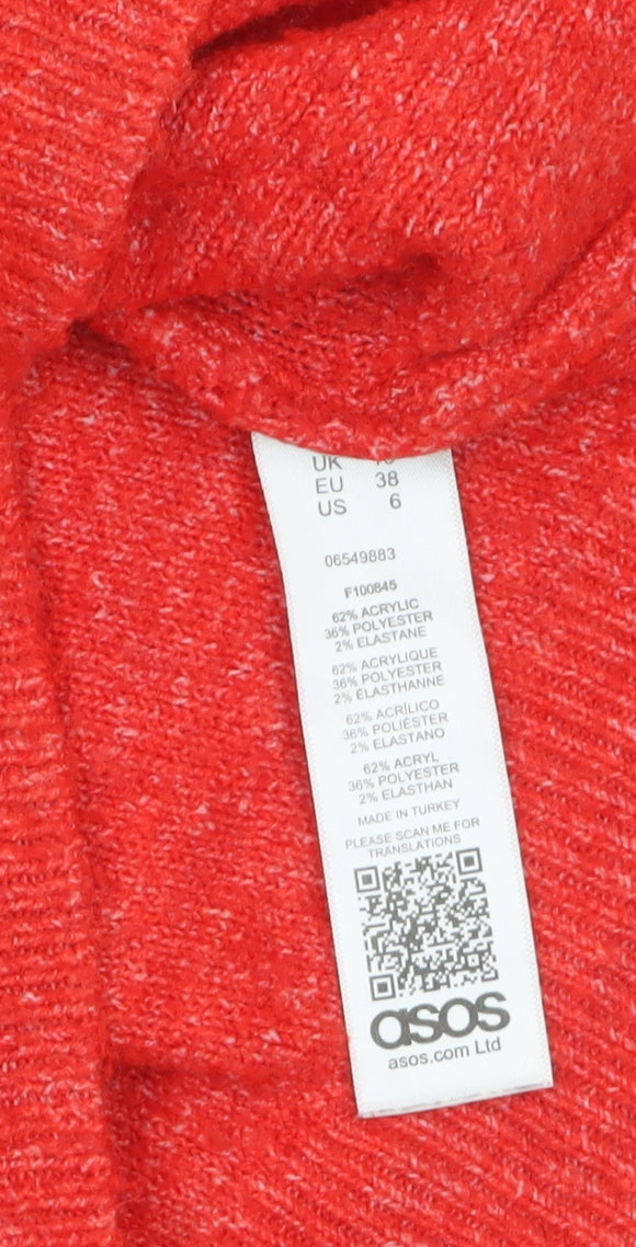 ASOS Women’s Red Crew Neck Pullover Jumper Size 10 Regular Fit
